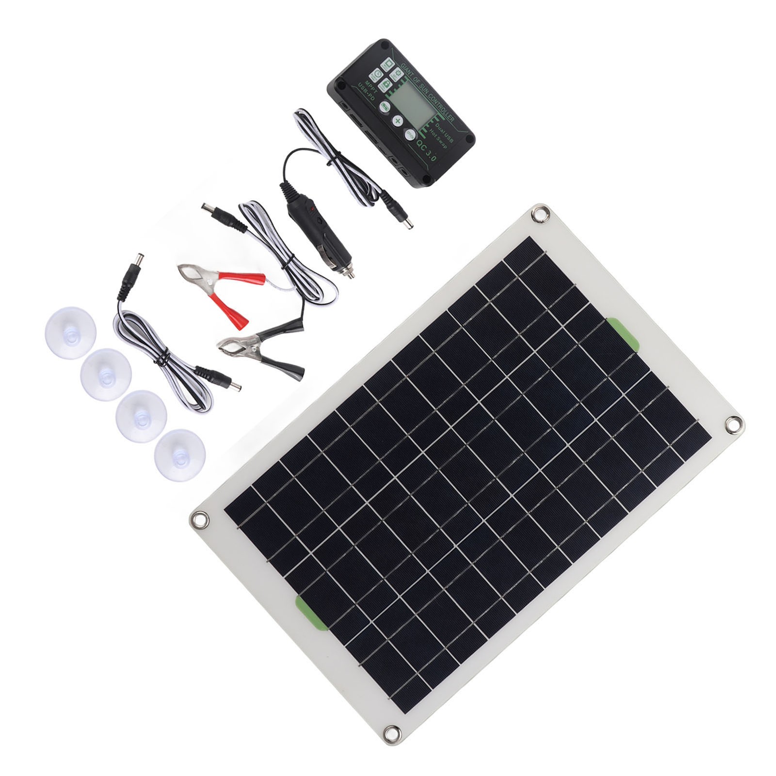 50W Solar Panel Charger Monocrystalline Silicon 30A Charge Controller For RV H6T