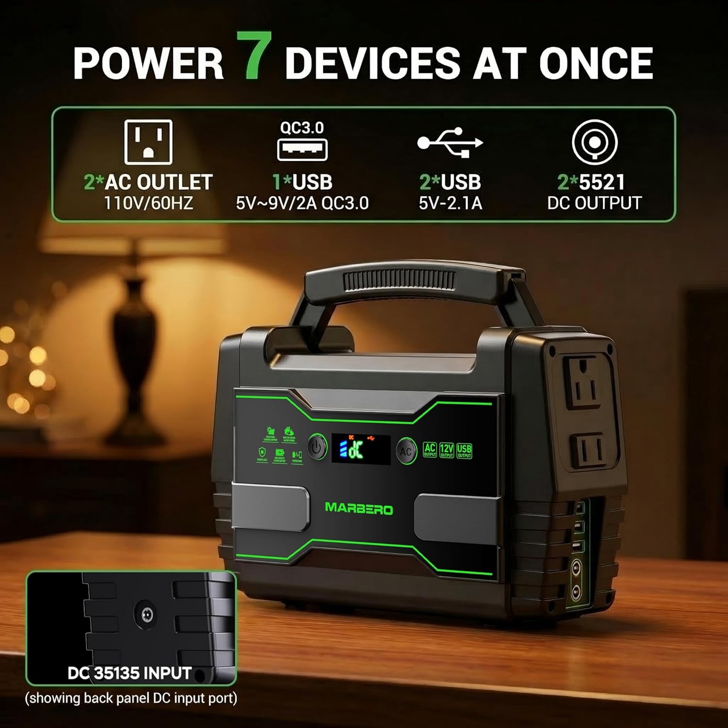 MARBERO Solar Generator 155Wh 30W Panel UL Certified