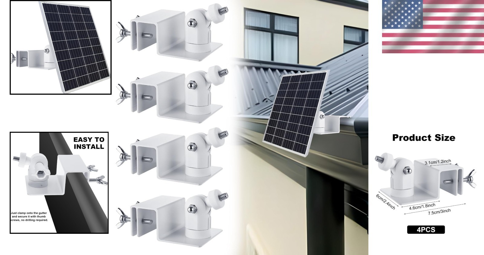 Universal Solar Panel Gutter Mount – 4 PCS