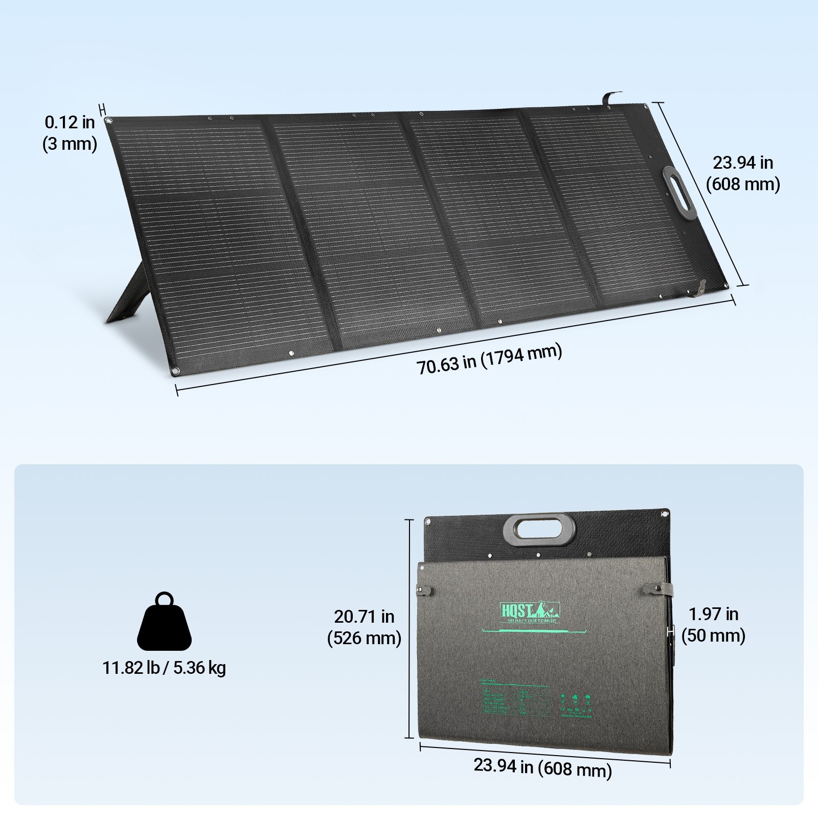 HQST Ultra-Light 200W Foldable Portable Solar Panel | 25% Efficiency, 3-in-1 Cab