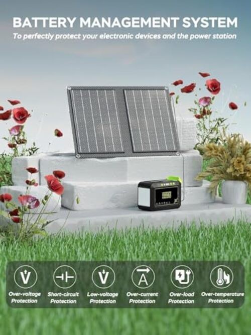 88.8Wh Solar Generator with 21W Solar Panel Included Portable Green Black