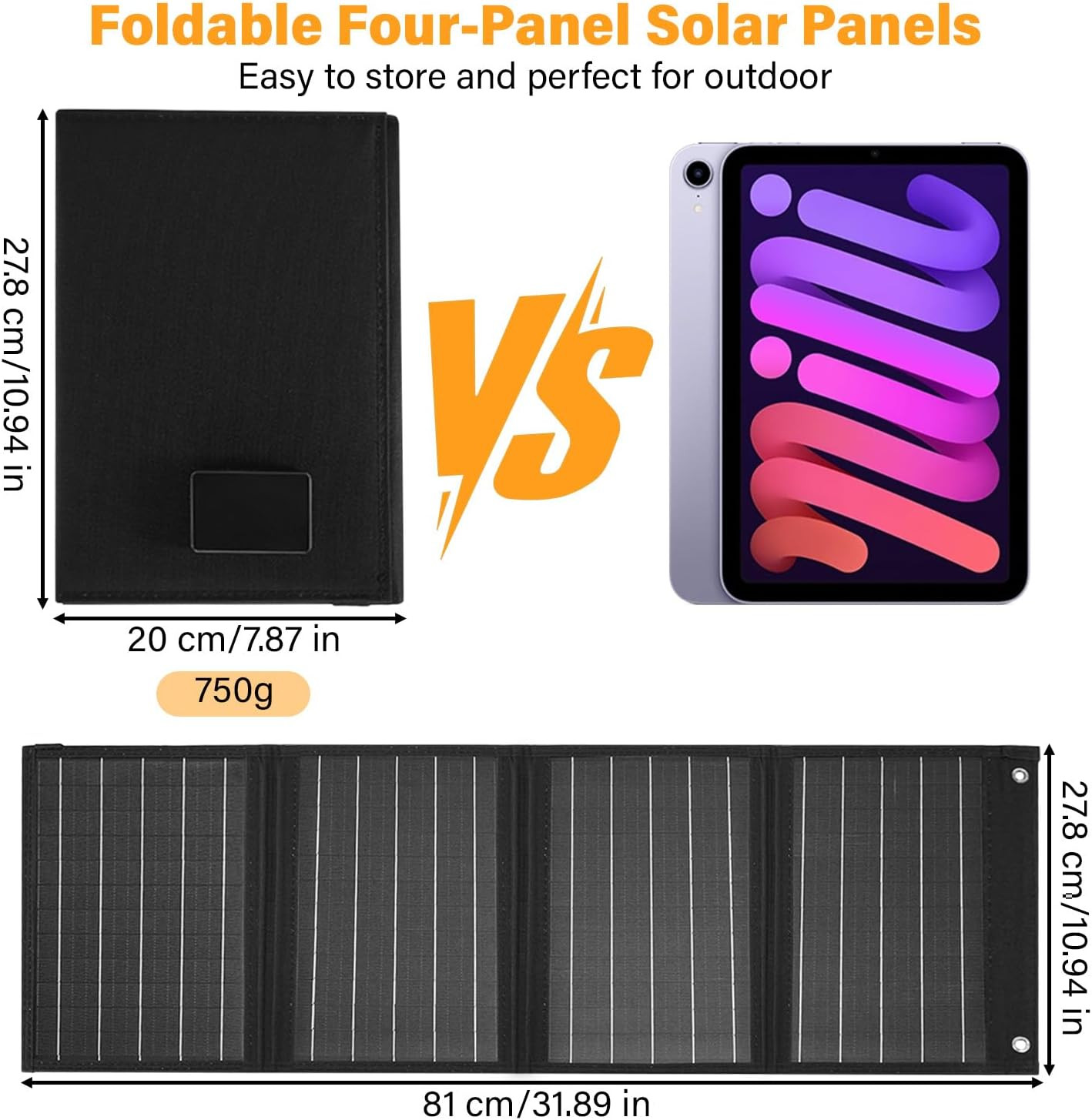 2026Upgrade 40W Foldable Solar Panel Charger,25% High Efficiency Portable N Type