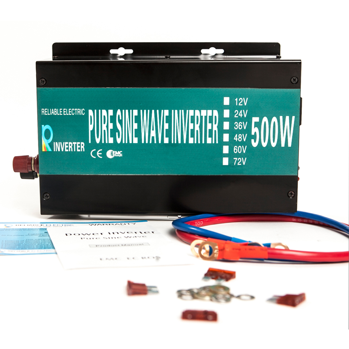 Pure Sine Wave Inverter 24V to 120V Power Converter 500W Home Car Remote Control