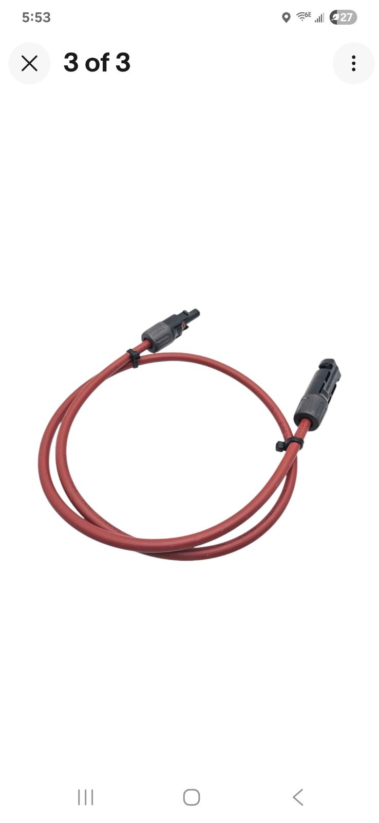 1ft MC4 Jumper 10 AWG Cable [Black]