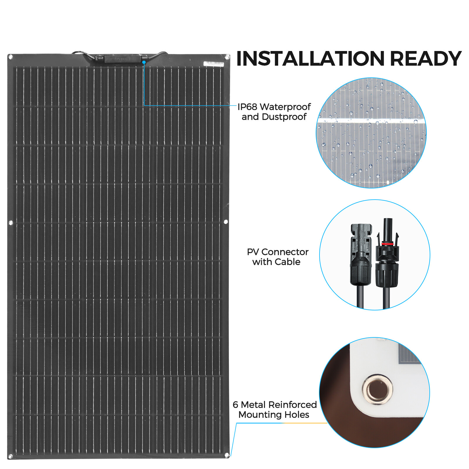 100W Watt Flexible Solar Panel 12V Mono Bendable Off-Grid Power Charger for Boat