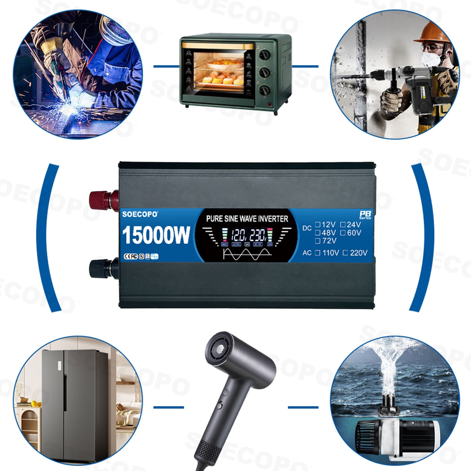 15000W Solar System Kit 100A Controller DC12V AC 110V 220V 2pcs Flexible PanelC1