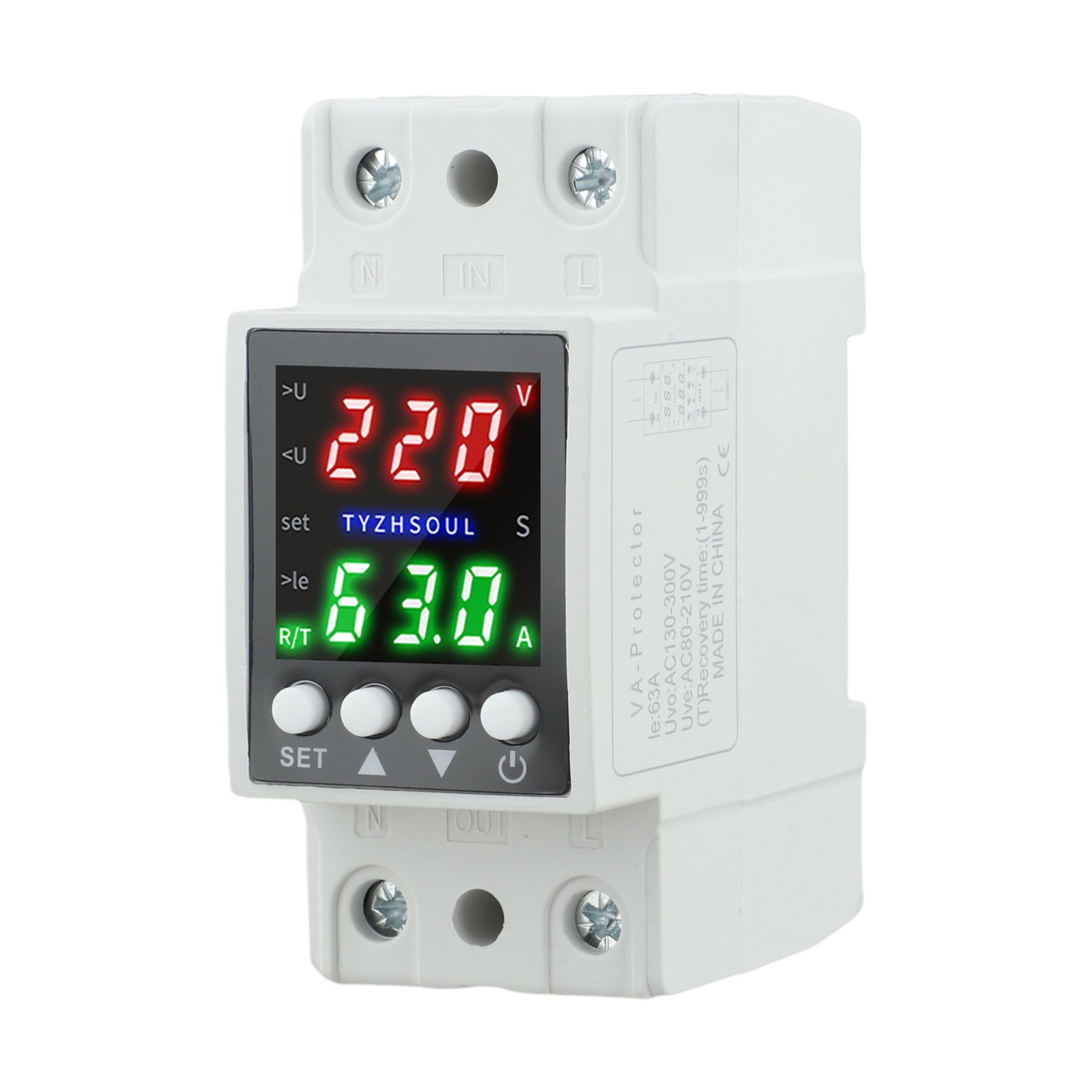 Dual LCD Display Voltage Protector with Automatic Over Under Current Control