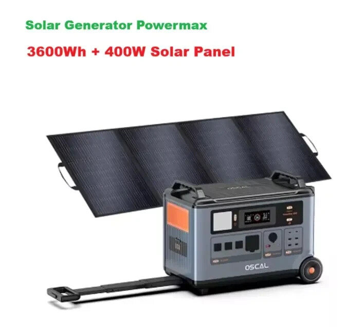 Oscal Powermax 3600 Solar Generator 3600Wh with 400W Panel & 4×3600W AC Outlets