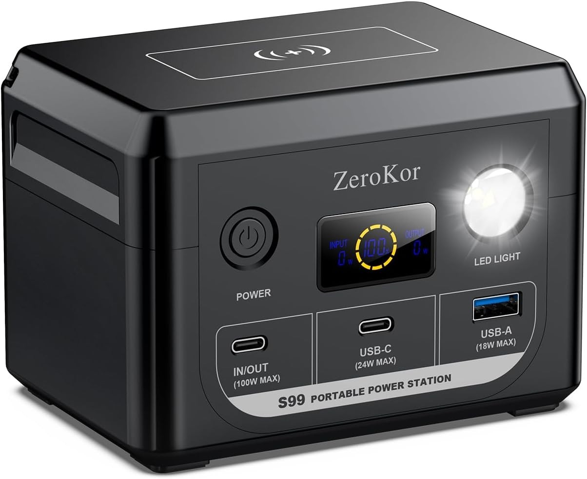 100W Portable Power Station – 30,000mAh Solar Generator with USB-C Fast Charging