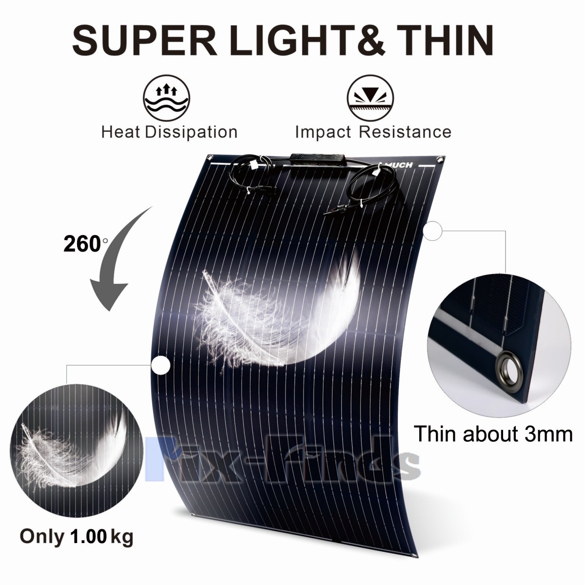 200W 18V Flexible Mono Solar Panel Portable Lightweight Charger for RV Boat New