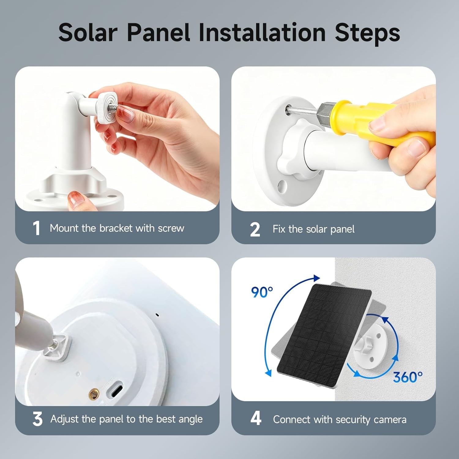 5W Solar Panel for Ring Camera Compatible with Rings Spotlight 3600mAh IP65 10ft