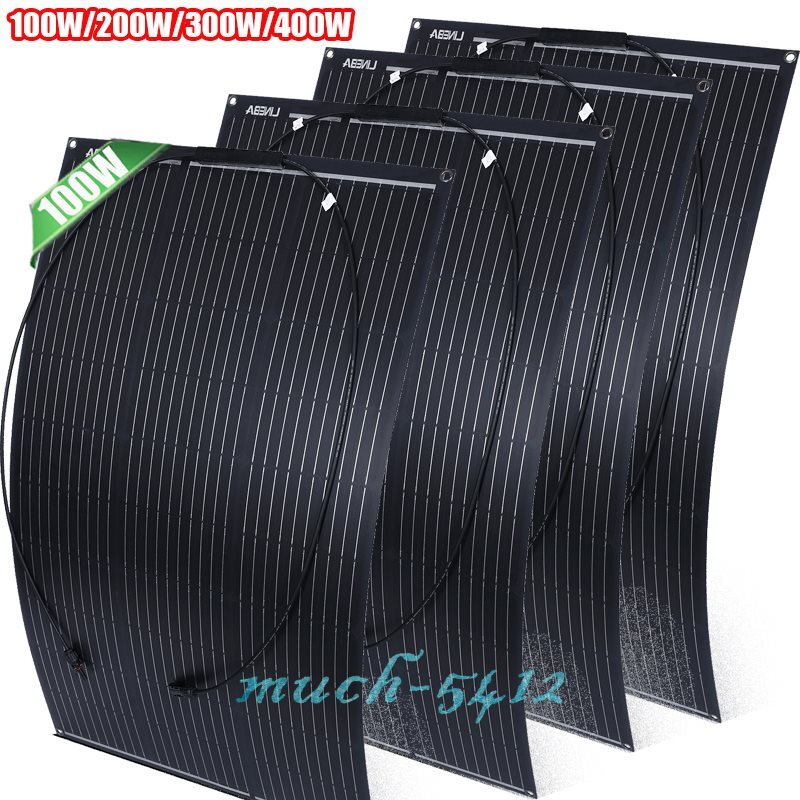 100W 200W 400W Flexible 18V Solar Panel Mono PV N-Type Charger RV Home Off-Grid