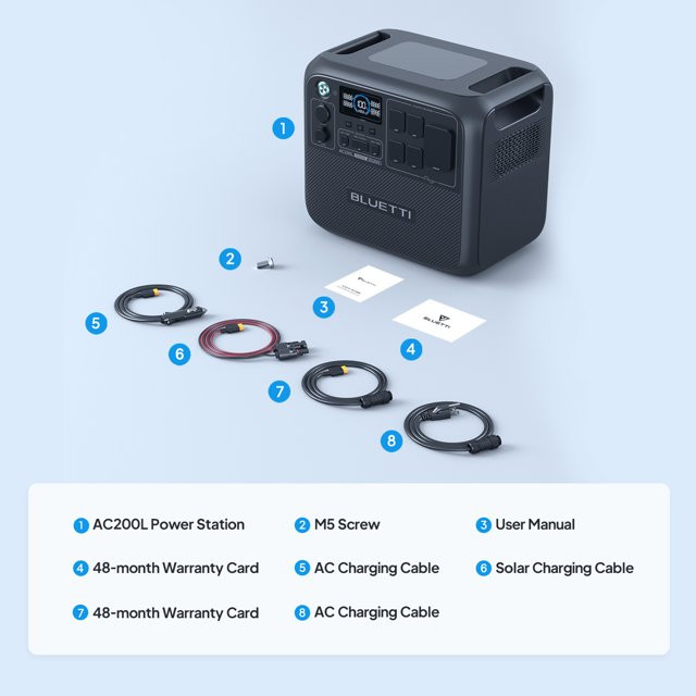 BLUETTI AC200L 2048Wh Solar Generator+200W Solar Panel Kit for RV/Camping/Backup