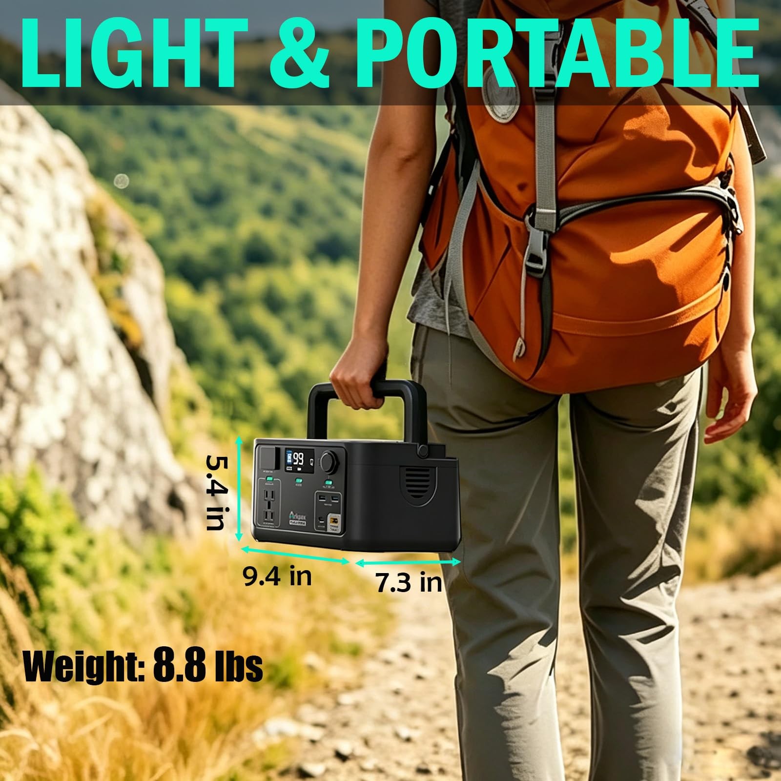 Portable Power Station 300W, 600W Peak Backup LiFePO4 192Wh Solar Generator w…