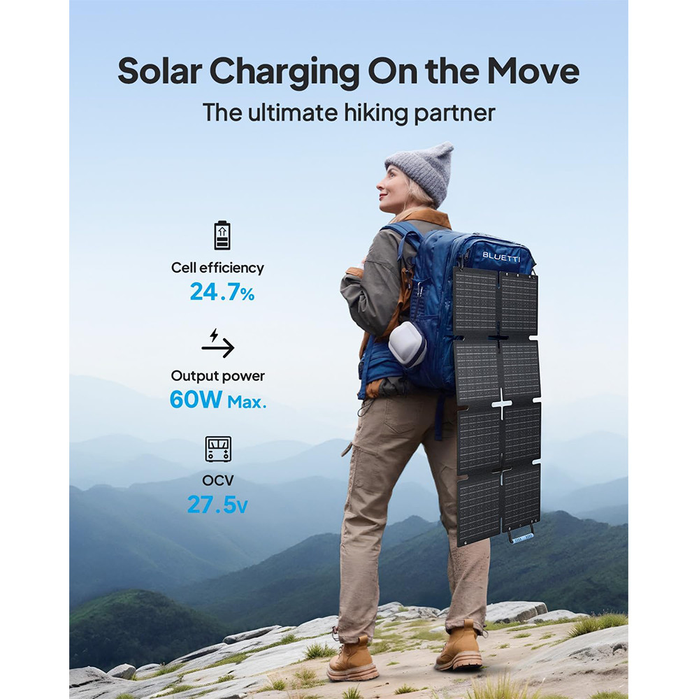 BLUETTI 60W Solar Panel for Portable Power Station AC2A/EB3A/AC50B/AC60