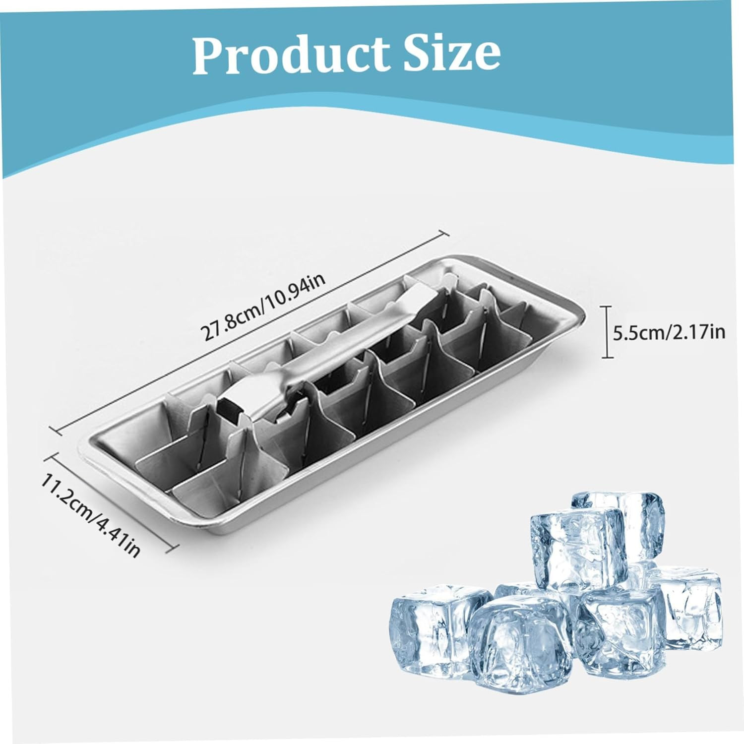 Stainless Steel & Metal Ice Trays with Handle – 18-Slot Small Ice Mold for Fre