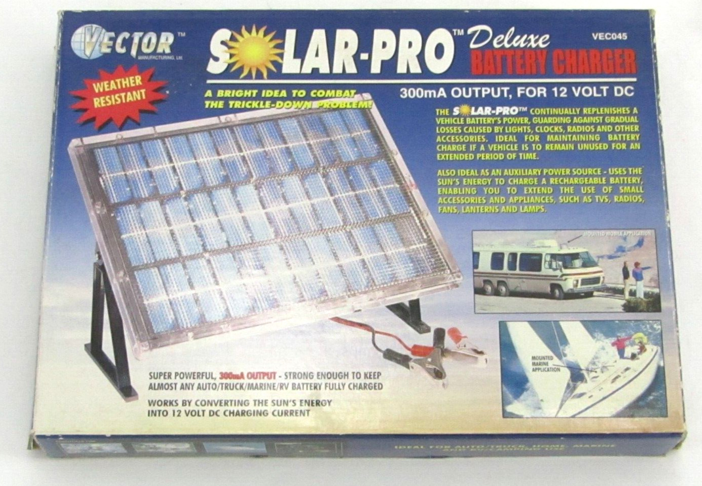 Solar Panel Kit Home Car Truck Marine RV 12V DC Battery Weatherproof w/ Clamps