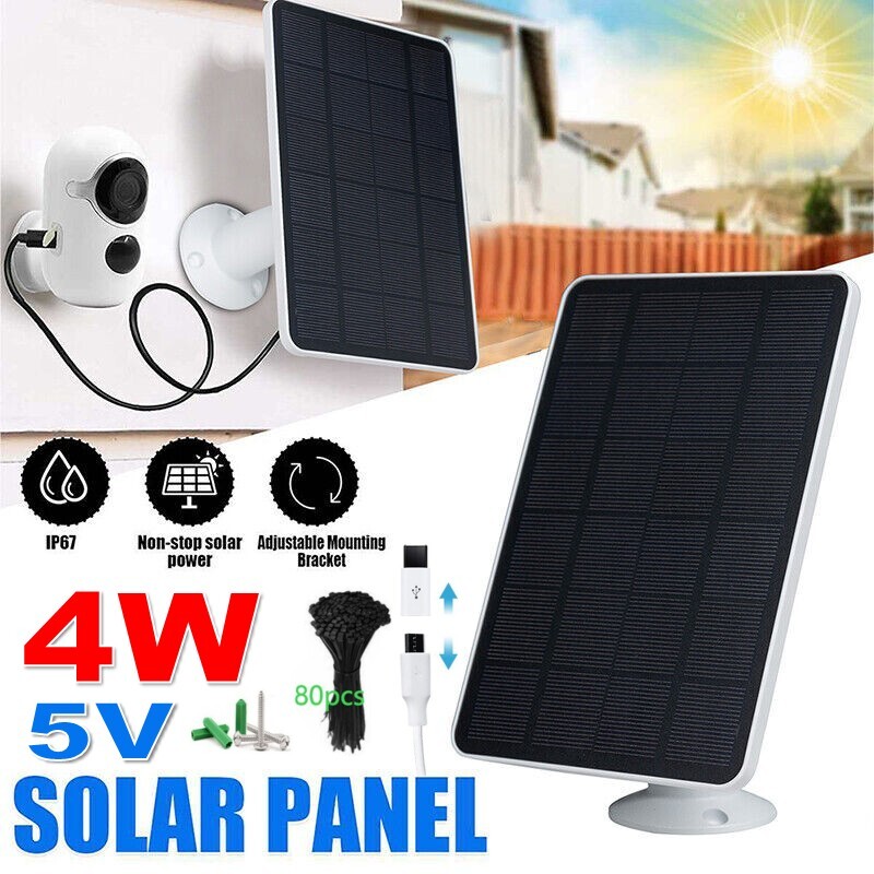 Solar Panel Charge for Arlo Essential Spotlight Camera Doorbell mico USB&Type-C