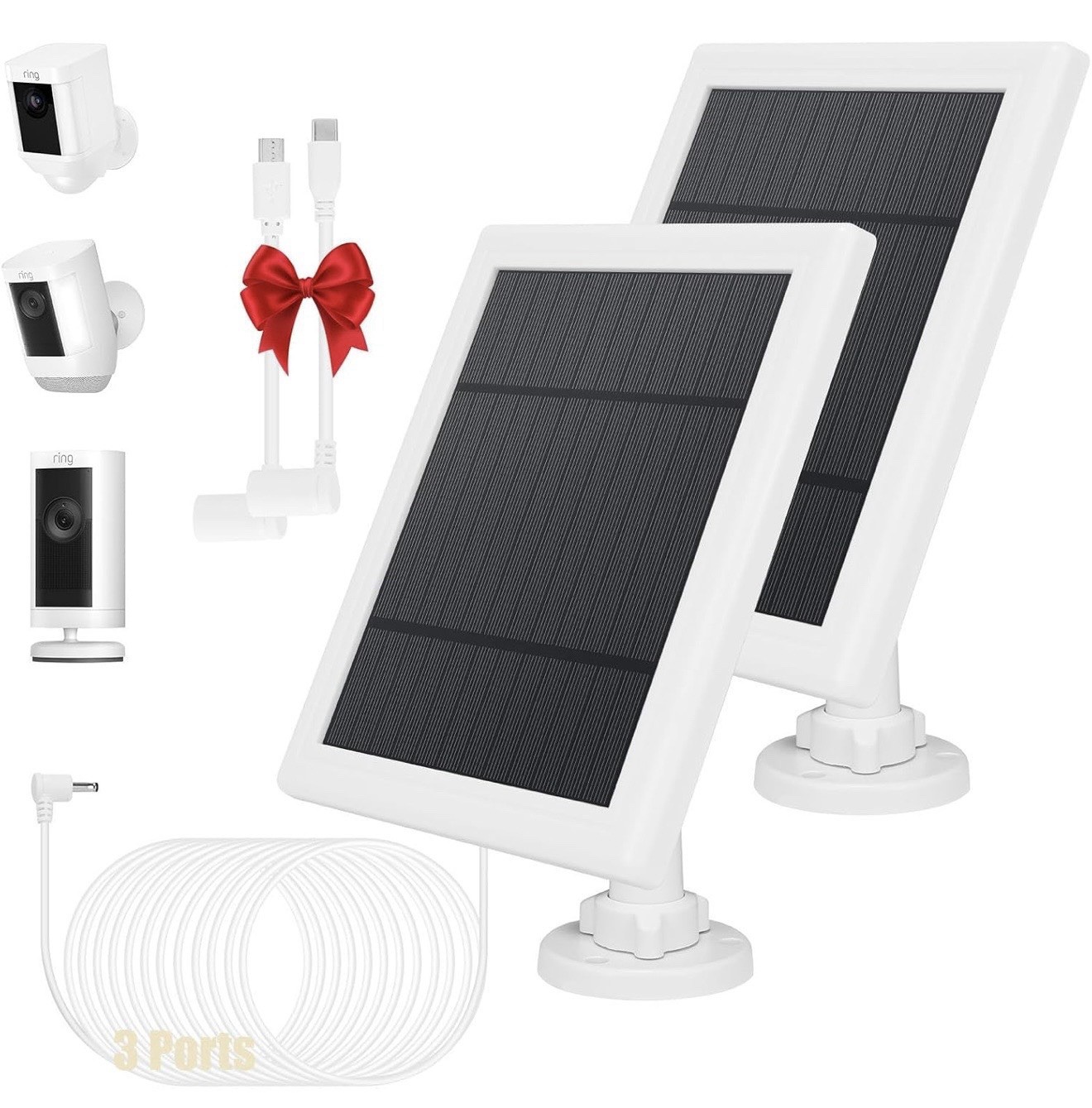 2 Pack Solar Panel for Ring Spotlight Plus/Pro/Cam Camera 5W Solar Charger New