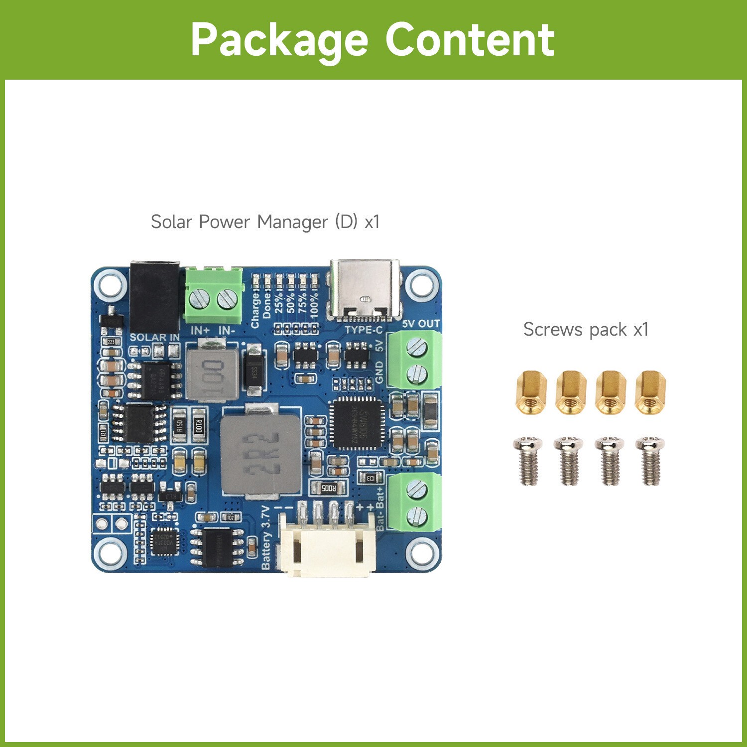 for Waveshare Solar Power Manager Module (D), Supports 6V~24V Solar Panel