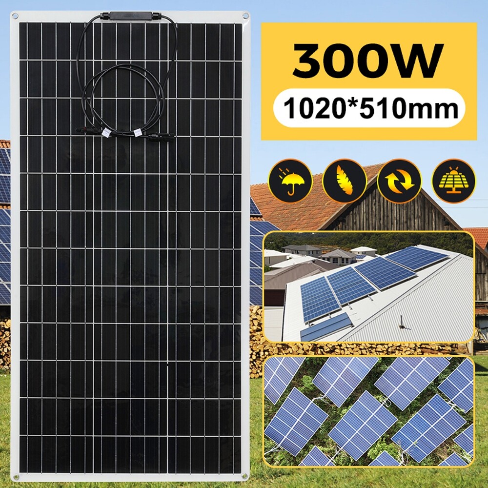12V 300W Flexible Solar Panel Kit Caravan Camping Home Charging Battery