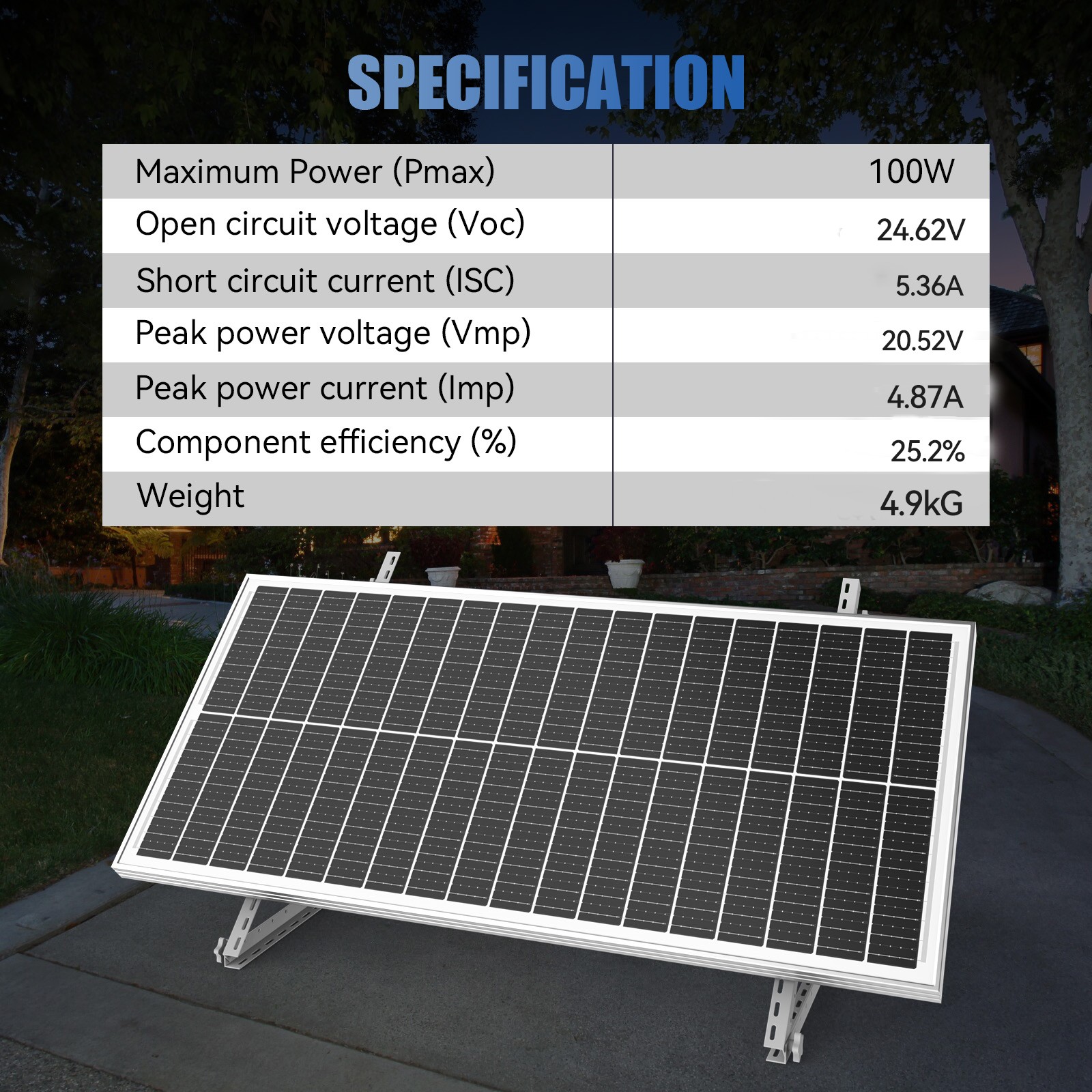 Rvpozwer 100W 200W 300W 400W 12V Mono Solar Panel 18BB Cell RV Home Off Grid RV