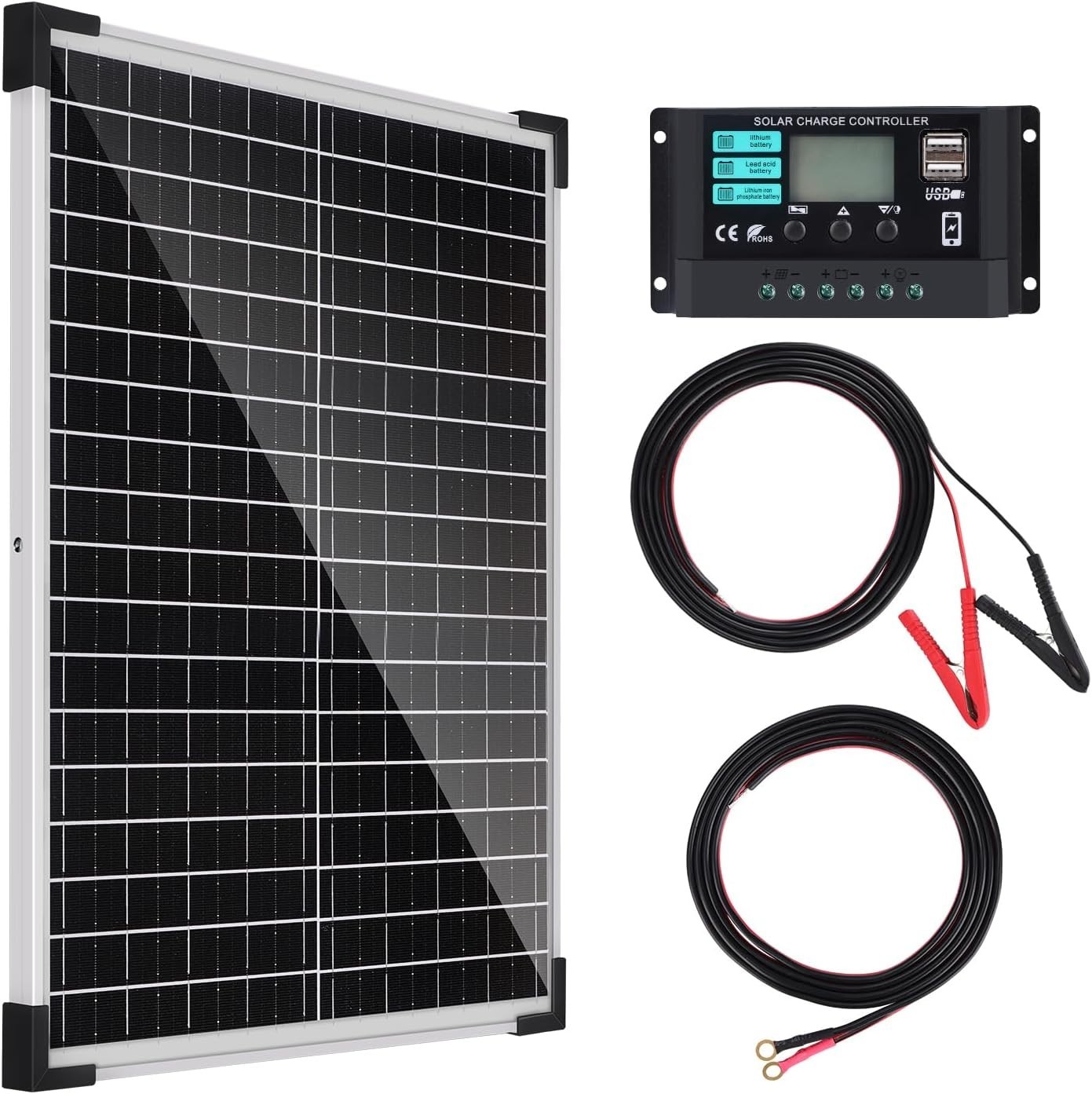 Solar Panel Kit 25W 12V Solar Battery Charger with 10A Charge Controller and …