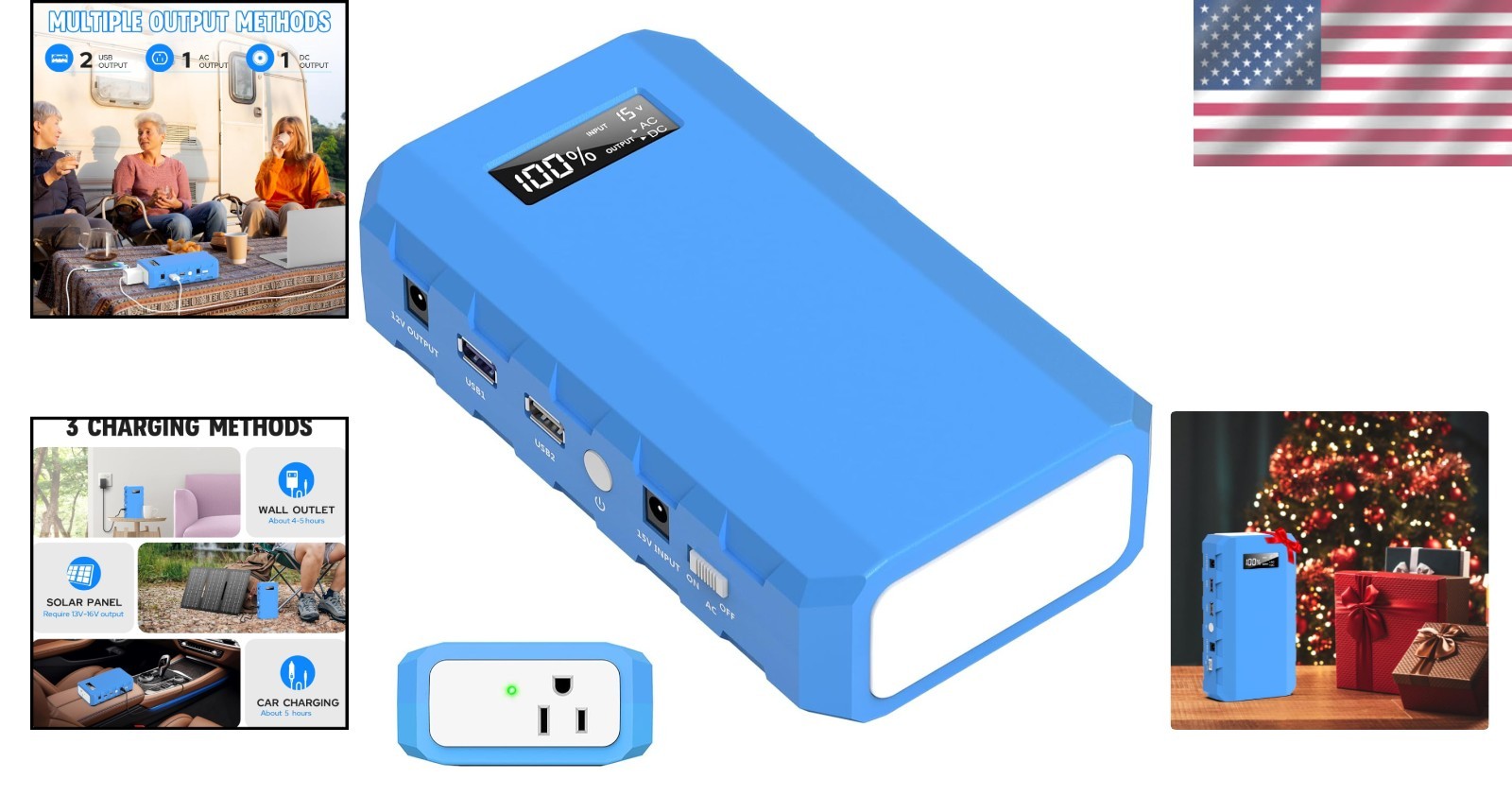 High-Speed 24000mAh Portable Power Station with Dual USB Outputs – Dark Blue