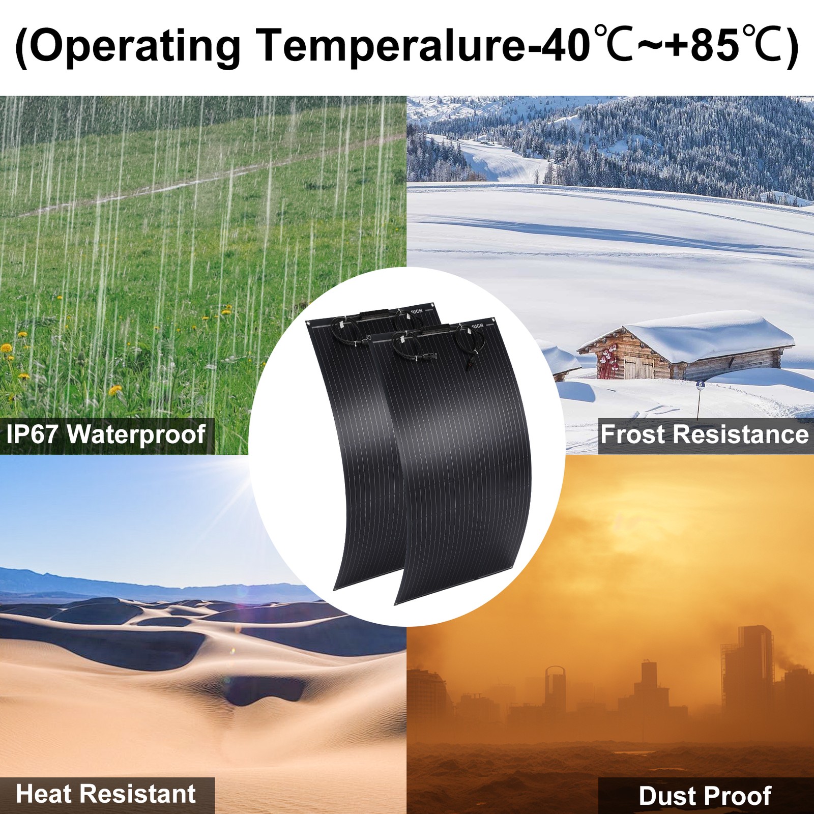 400W Mono Semi-flexible Solar Panel Kit For 12V/24V/48V Battery/RV/Car/Truck/Hom