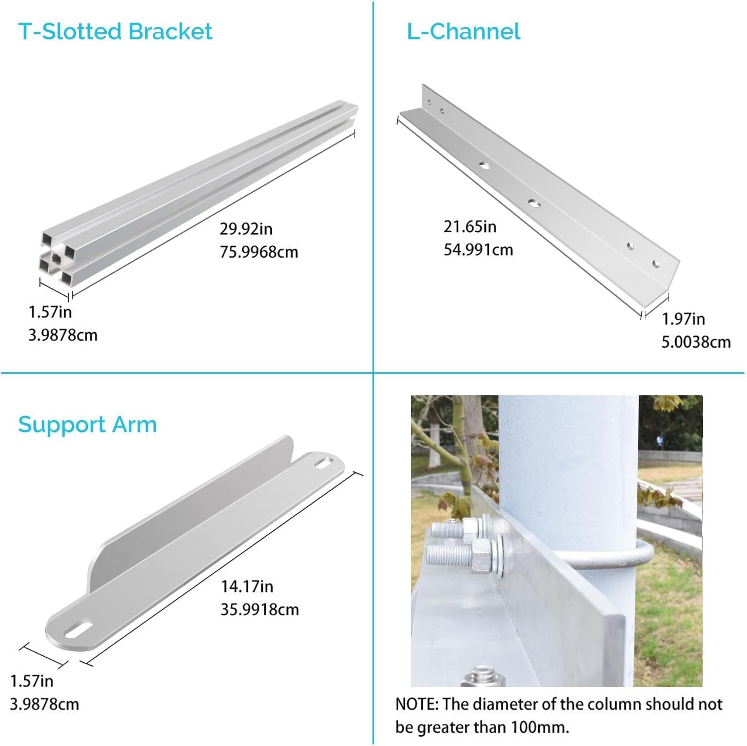 Durable Aluminum Solar Panel Pole Mount – Supports 50W/100W Off-Grid Systems