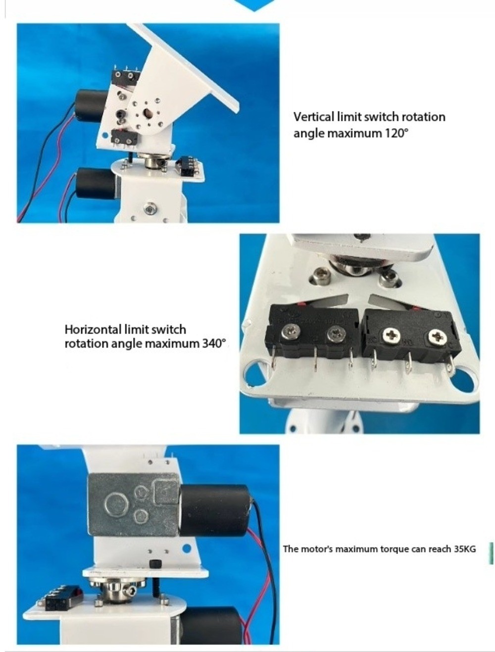 DC Dual-Axis Pan-Tilt Head Solar Tracking Surveillance All-Metal X-Axis Y-Axis