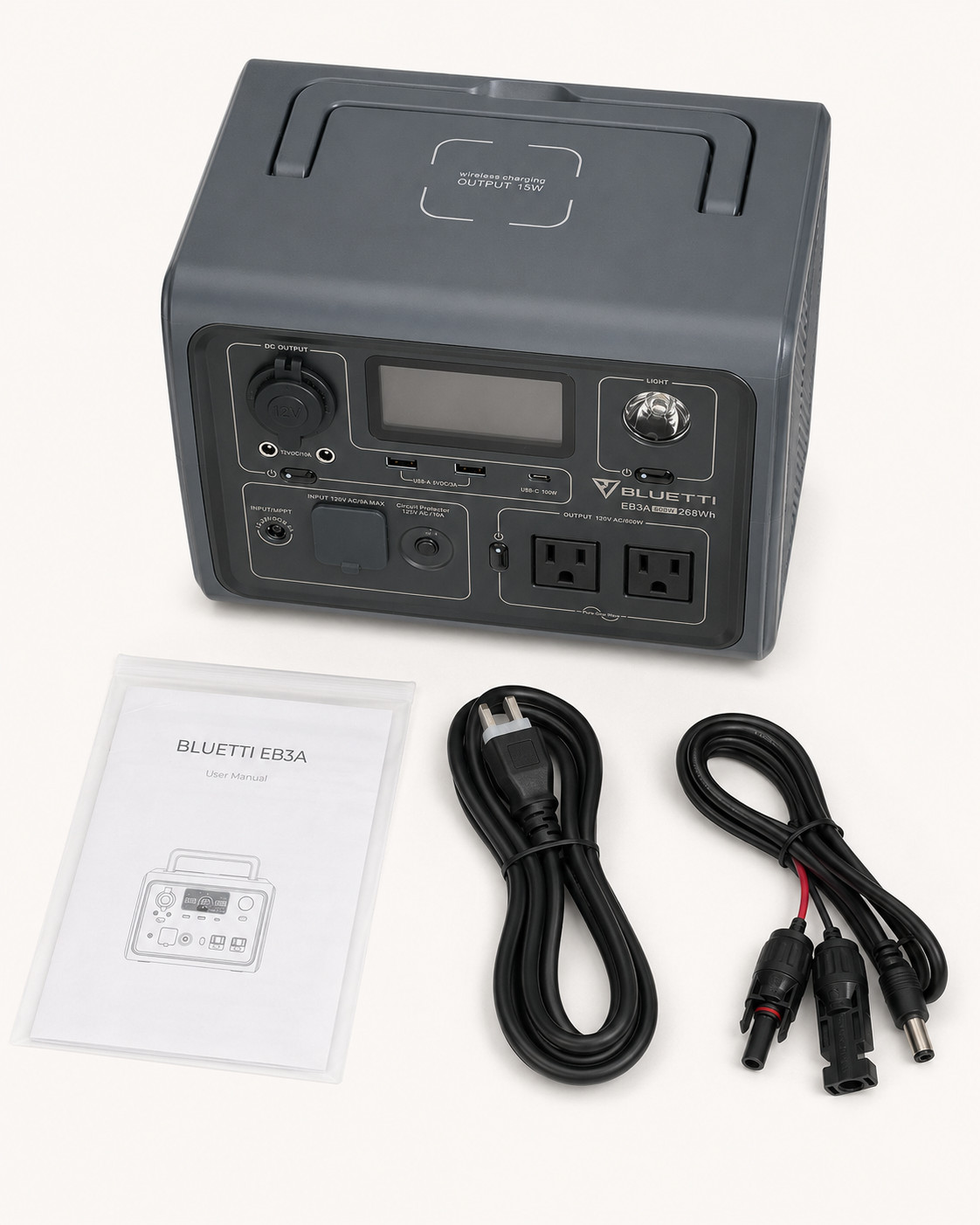 BLUETTI EB3A 268Wh Portable Power Station LiFePO4 Solar Generator 600W AC
