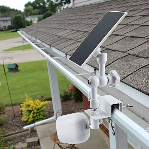 2-in-1 Weatherproof Gutter Mount for Solar Panel & Arlo Security Cameras – White