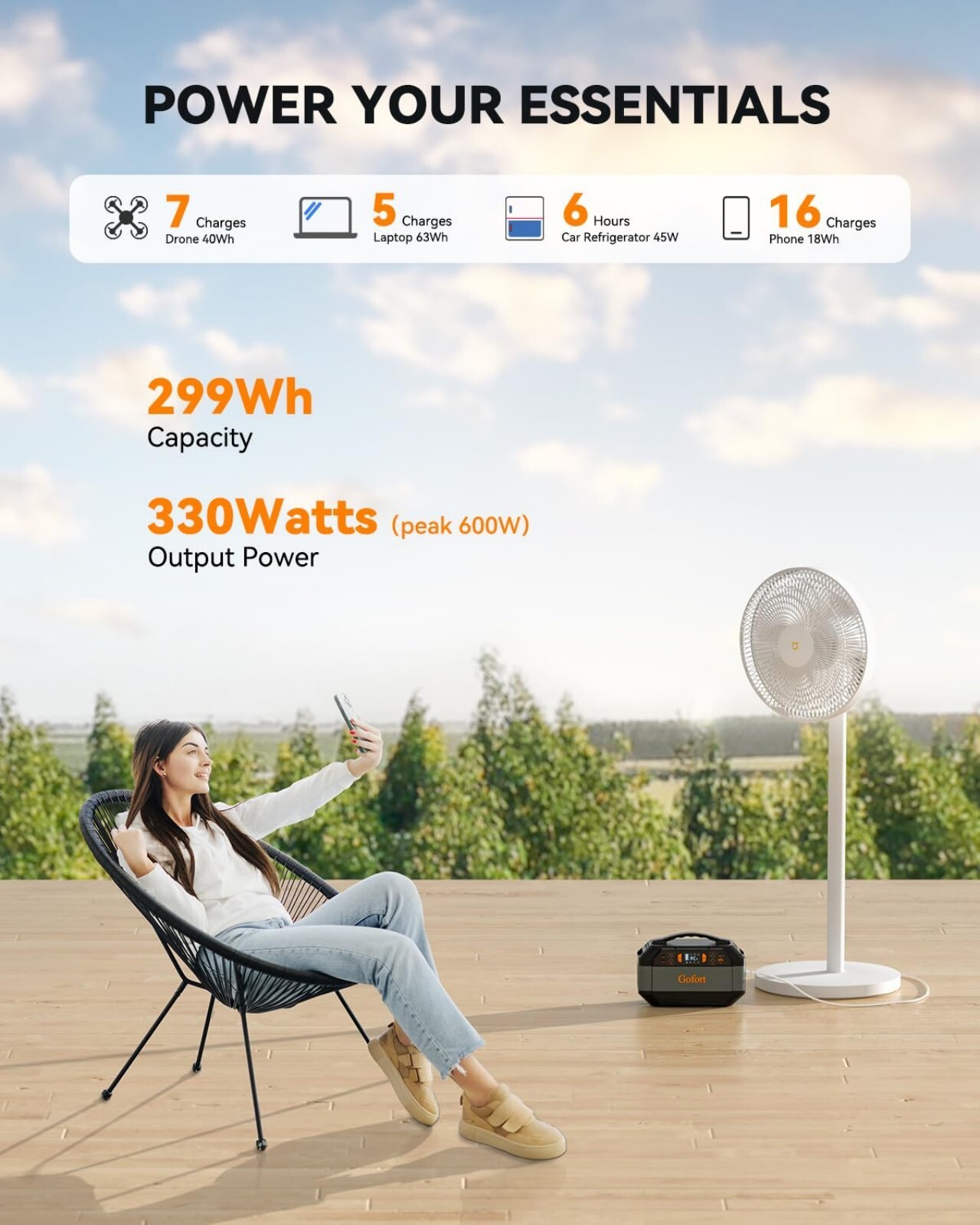 Gofort P56 330W Portable Power Station Lithium Battery Solar Generator for Trip