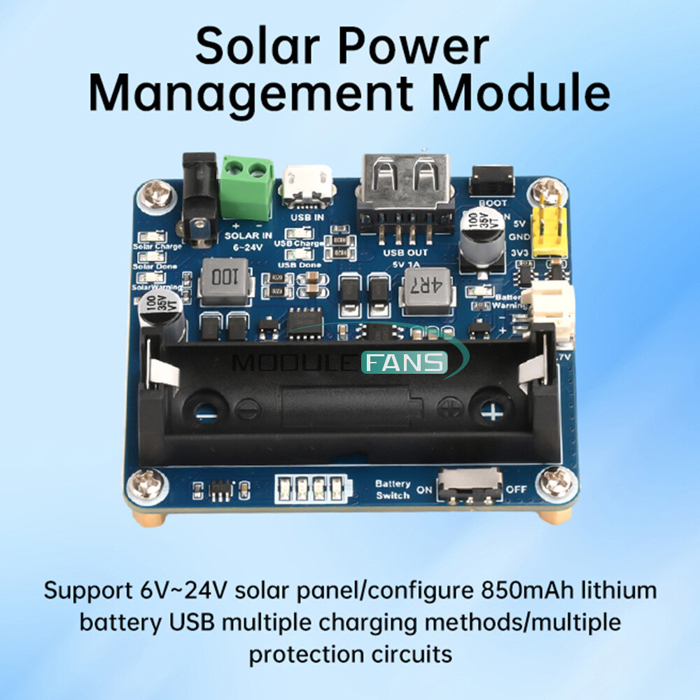 Power Manager Module for 6V~24V Solar Panel Support MPPT USB Battery Charging