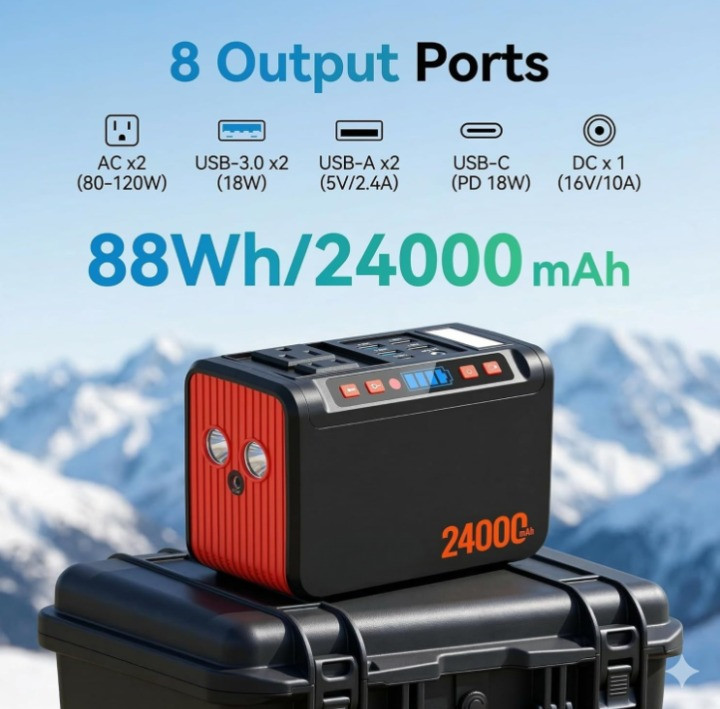 Estación portátil 88.8Wh con salida AC 110V para camping y emergencia, Nuevo