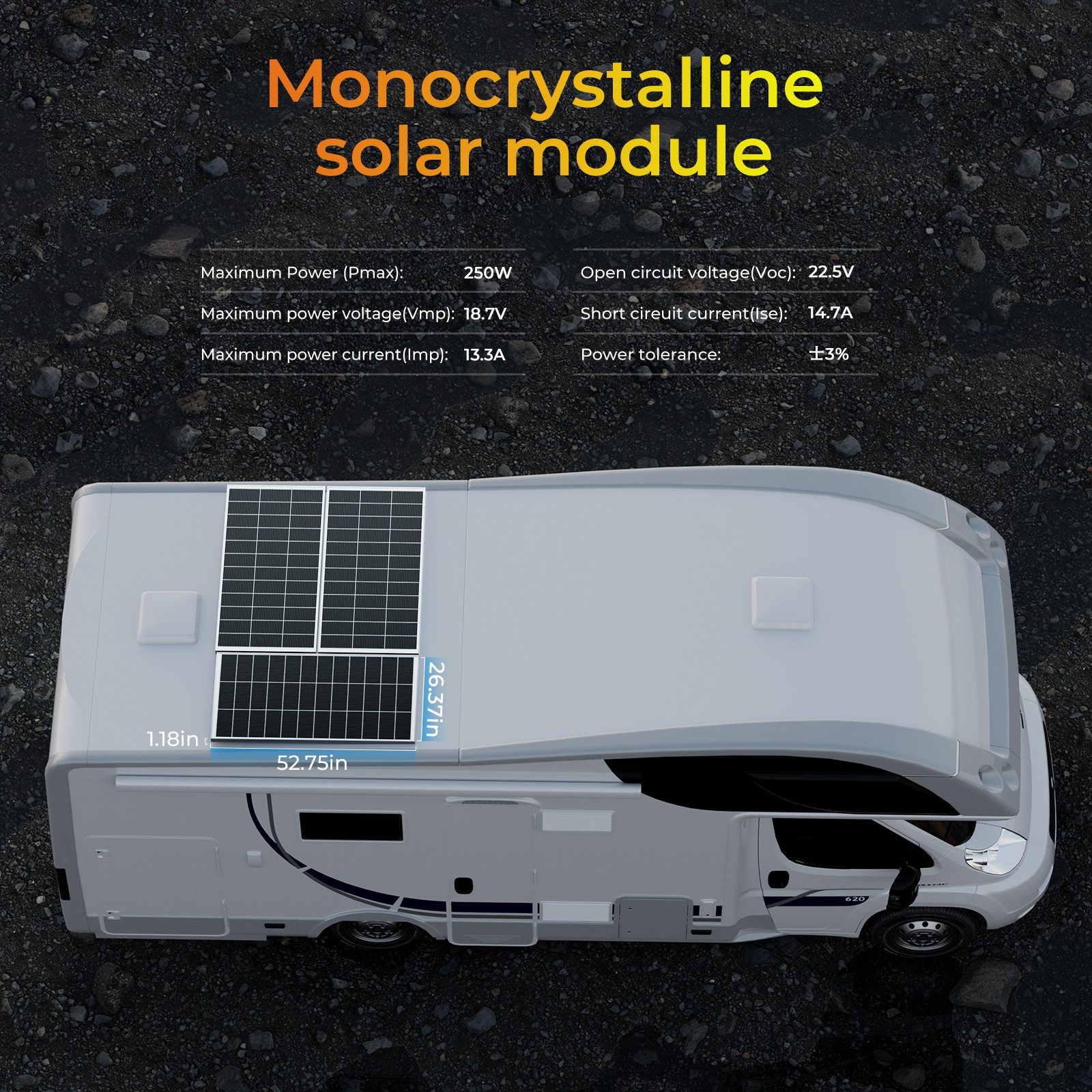 250W 500W 1000W Mono Solar Panel 18BB Power RV Camping Home Camp Off Grid Charge