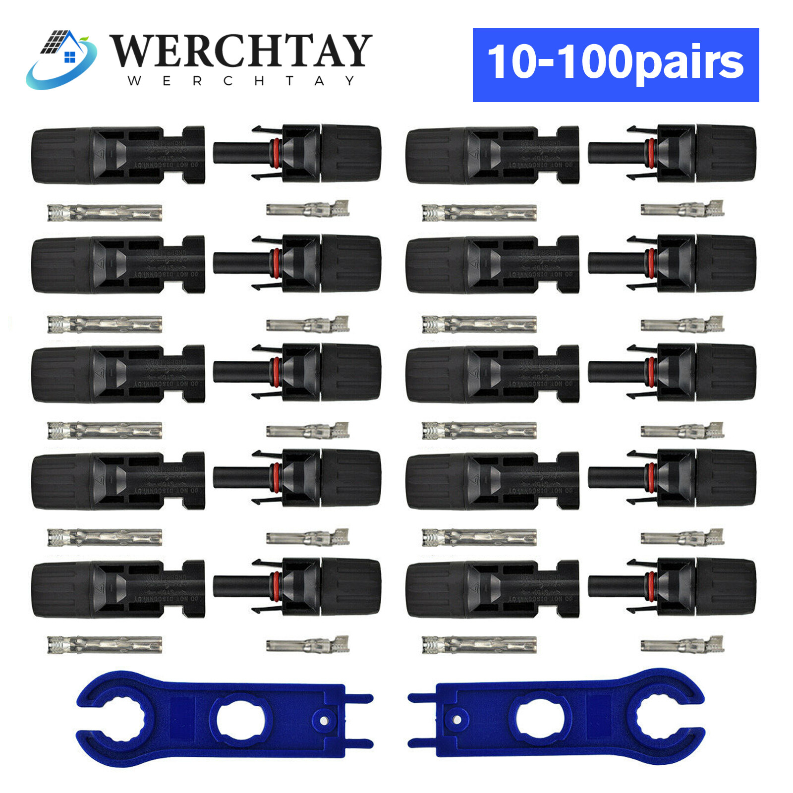 Solar Panel Cable Connector Set Waterproof Male Female M/F Wire 10-14AWG US