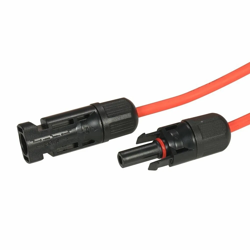 10 AWG Solar Panel Extension Cable PV Wire Solar Connectors Pair Black Red 6mm²