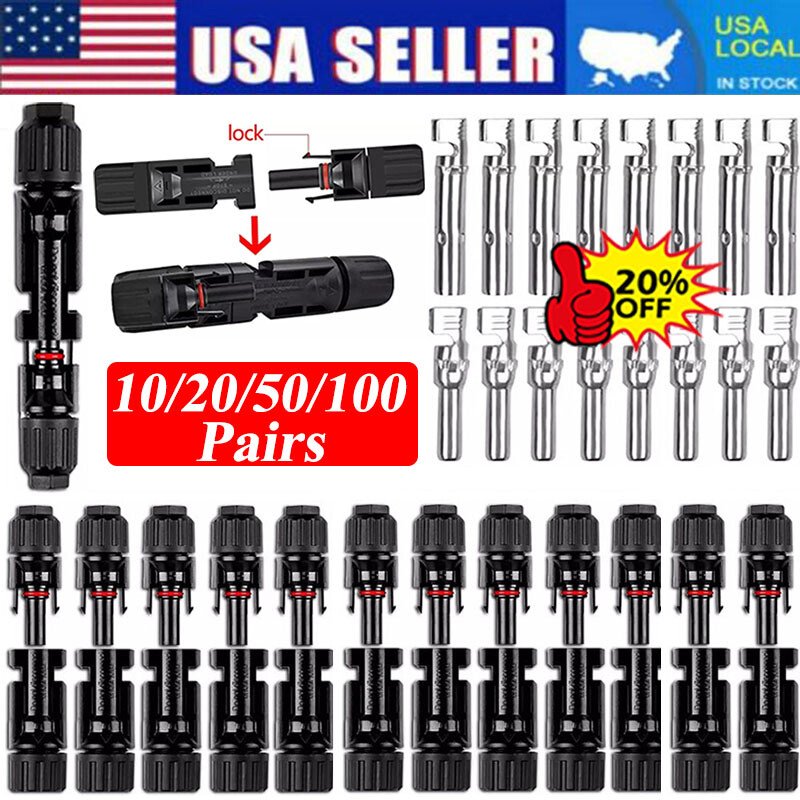 5-100Pcs Male Female Wire Cable Connector Set Solar Panel Waterproof Connectors