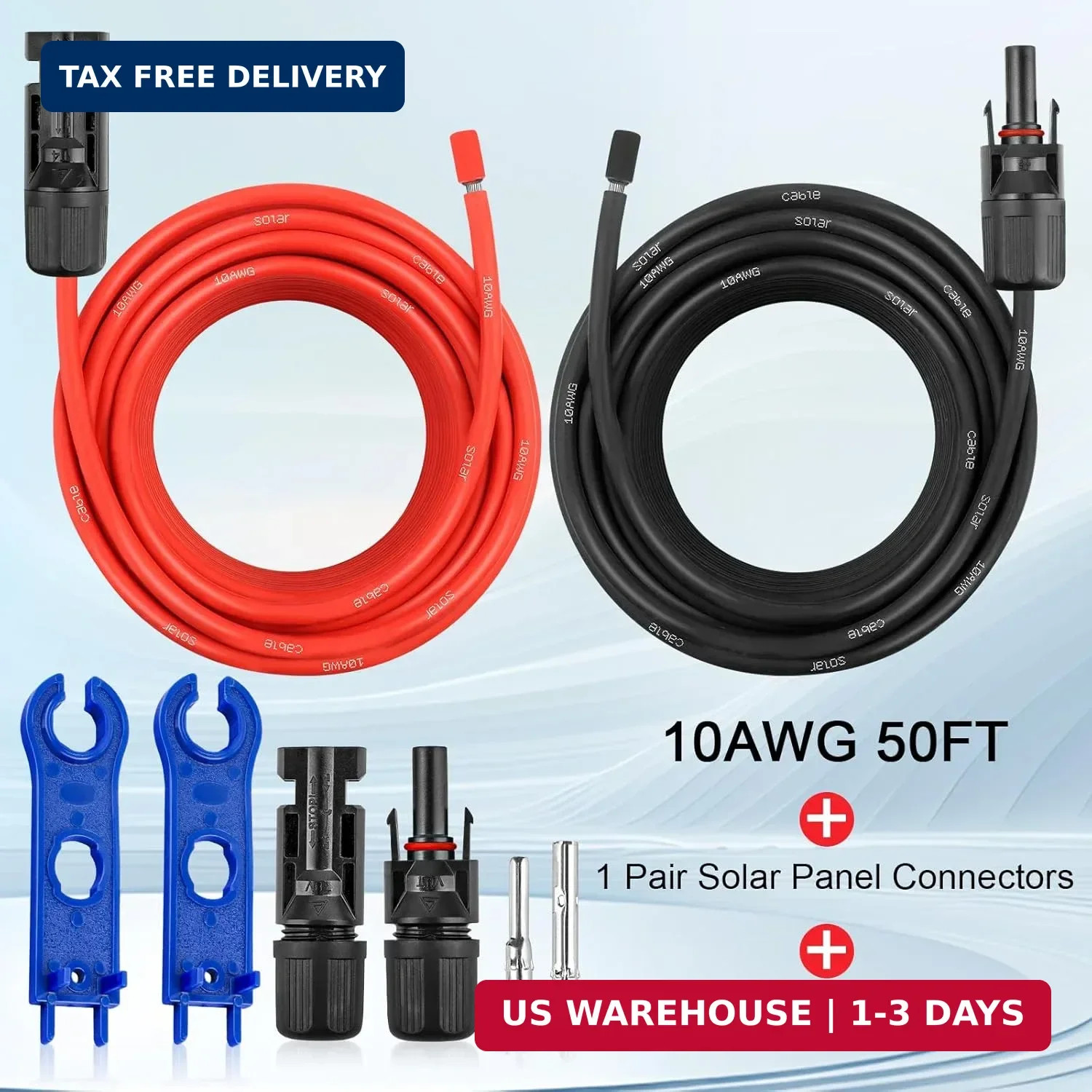 10AWG Solar Extension Panel Cable – 50FT Solar Wire with Waterproof Female and M