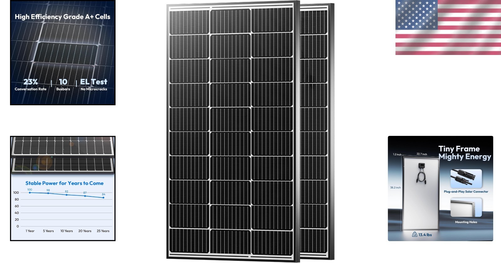 Reliable 200W Solar Panels – 23% Efficiency for Marine and Caravan Applications