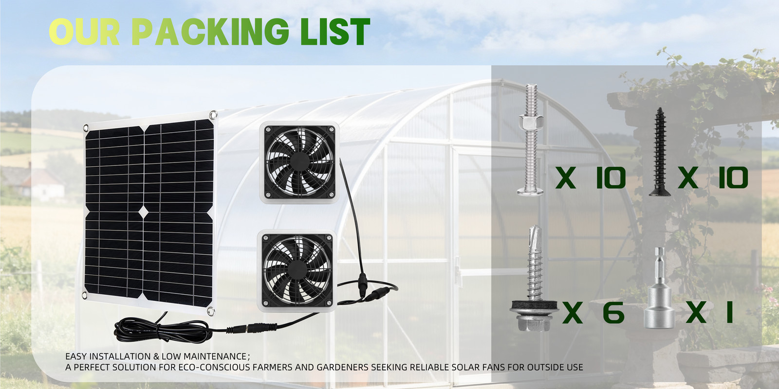 Solar Panel Fan Kit Exhaust Fans Dual Fan Vent Ventilation Coop Greenhouse Fan