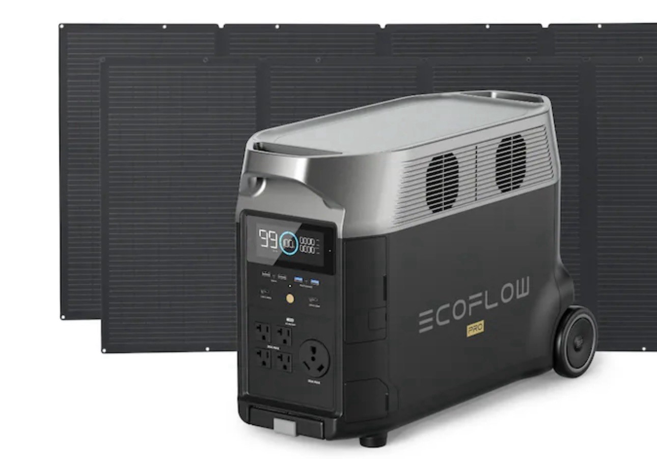 EcoFlow DELTA Pro Portable Power Station With Qty 2 400W Portable Solar Panels