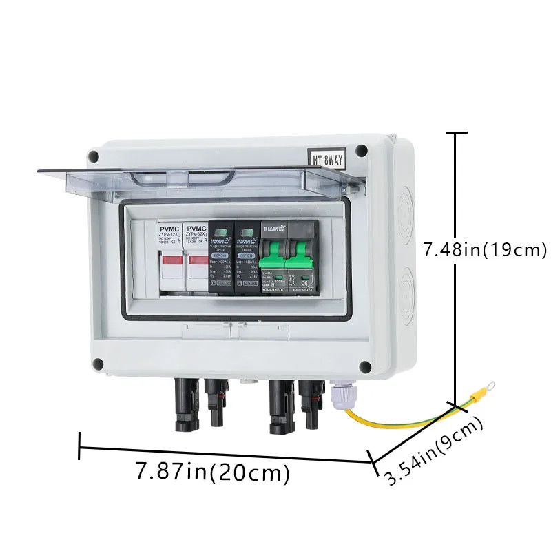 PVMC 1 in 1 out DC 600V Solar photovoltaic PV Combiner Box Lightning Protection
