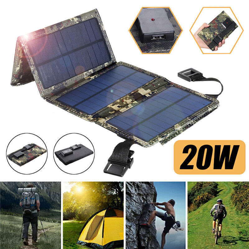 Portable Solar Charger For Camping And Hiking Mobile Phone Charging Plate Folded