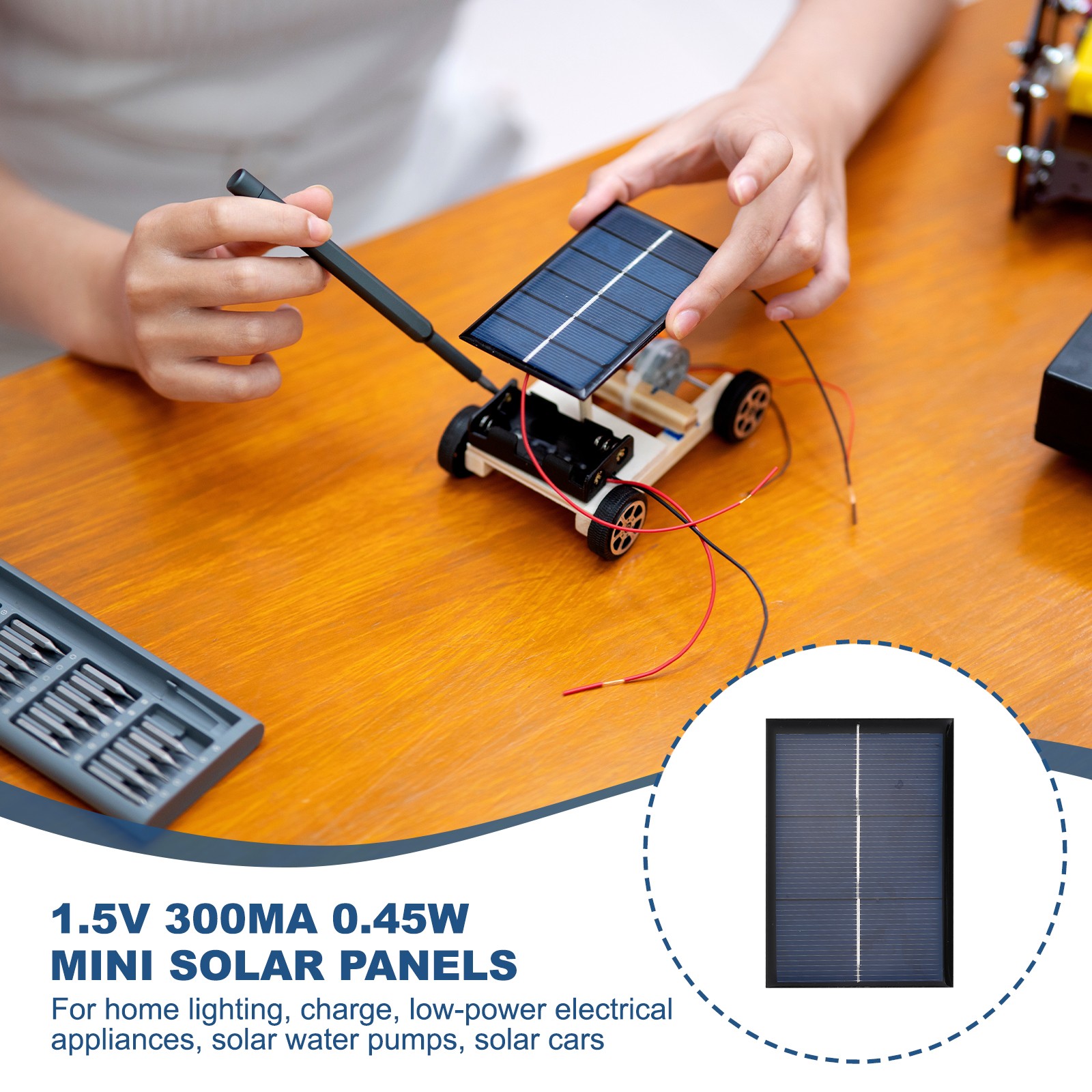 5Pcs Mini 1.5V 0.45W 300mA Solar Panels for Photovoltaic Cells
