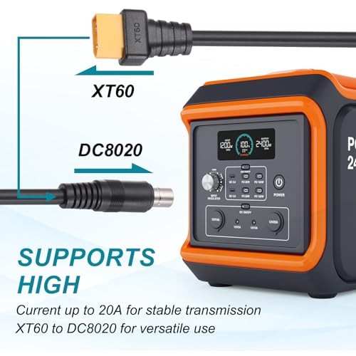 2 Pcs XT60 to DC8020 Adapter Cable, 20A XT60 Male to DC8020 Male Male to Male
