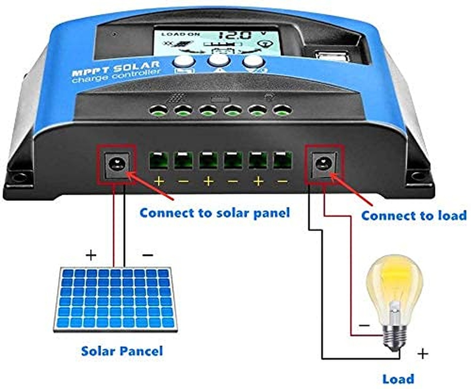 MPPT 60A 12V/24V Auto Focus Tracking Solar Panel Charge Controller Regulator …