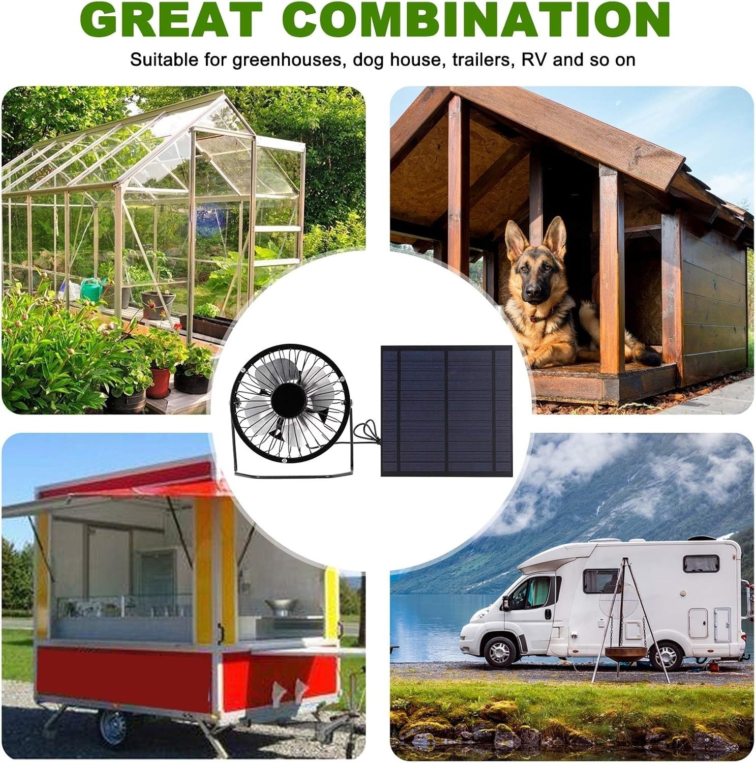 5W Portable USB Solar Panel & Cooling Fan Set for Eco-Friendly Camping